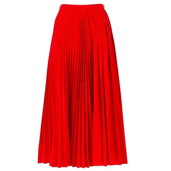 Auc NWOT $2500 Valentino Pleated Midi Skirt in True Red - Picture 8 of 16